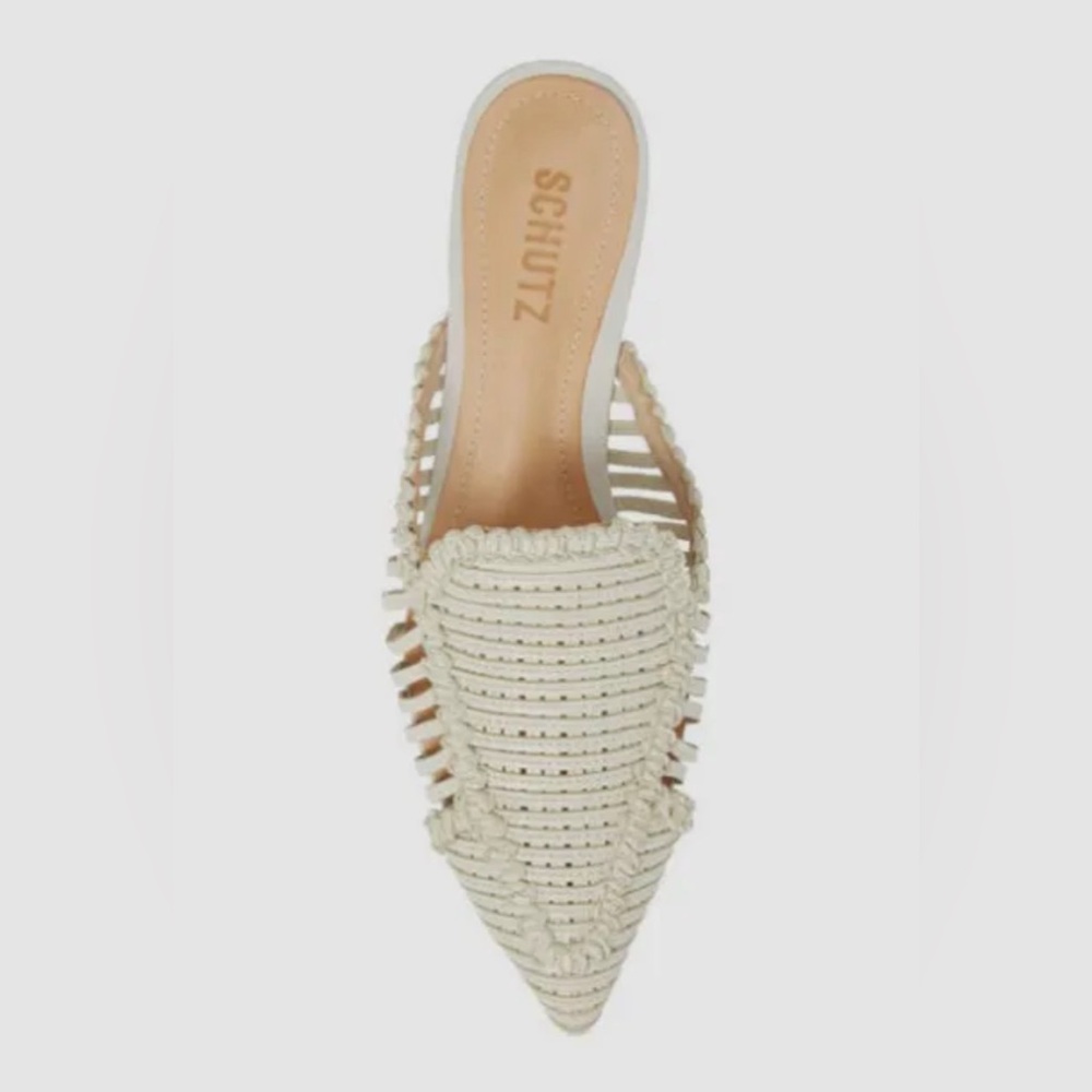 Schutz Women's White Marli Huarache Mules Flats Shoes Size 7